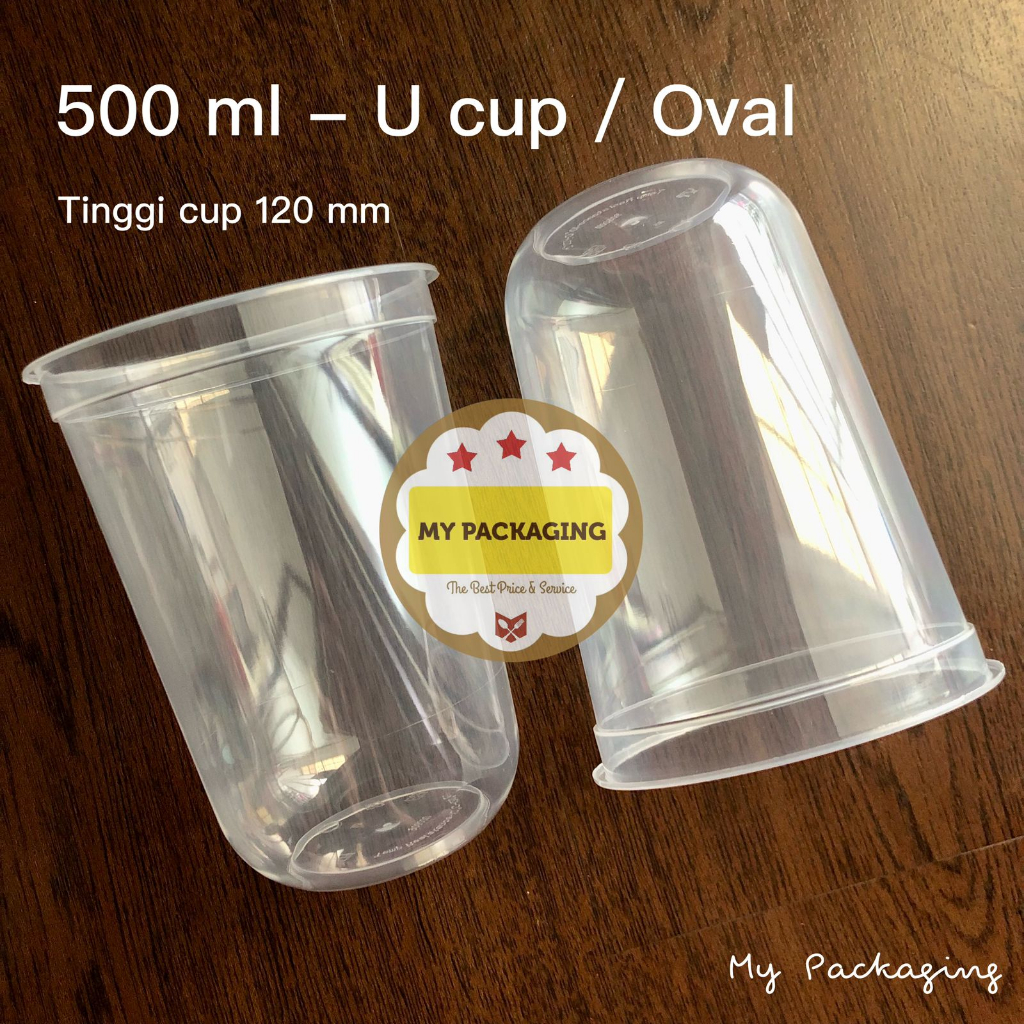 Gelas Cup PP Injection 500ml 16oz U Cup OVAL 16 oz 500 ml