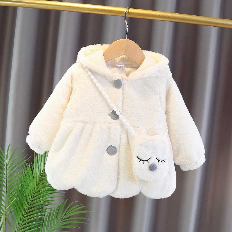 Jaket Bulu Bayi Anak Perempuan Lembut Halus Import / Jaket Winter Anak Korea / Jaket Hoodie Tebal  Hangat Bayi Anak Cewek