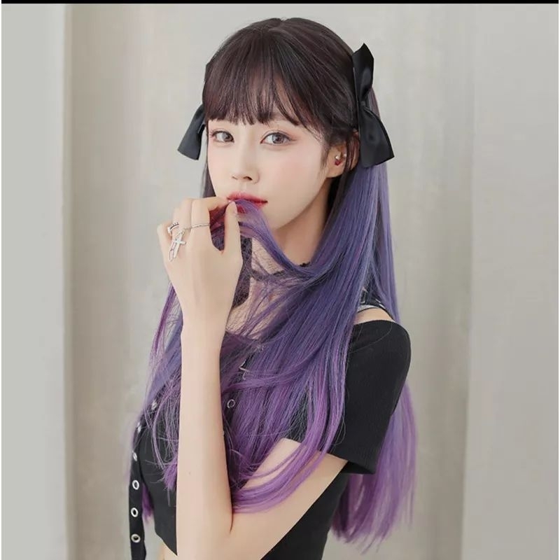 Wig Wanita Biru Ungu Barbie Full Wig 65cm C0297