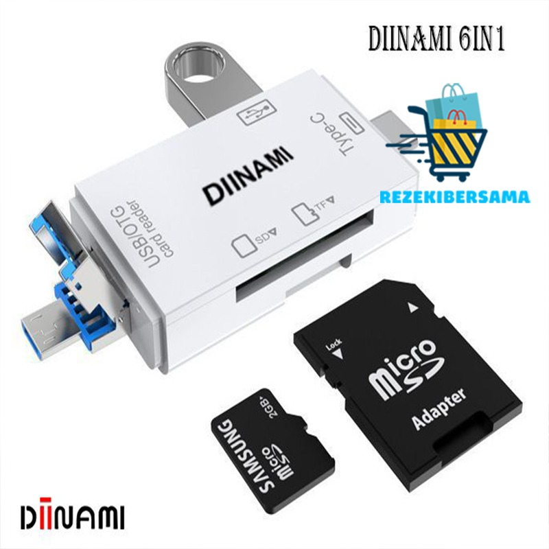 RB DIINAMI High Speed 6 in 1 OTG Card Reader USB 3.0 SD TF Micro SD Card Reader Type C Micro OTG Car