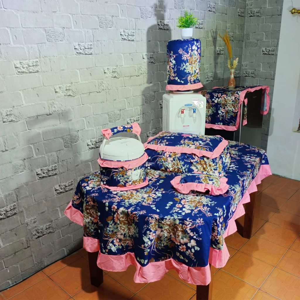 [✅COD] GROSIR KITCHEN SET ISI 8 PCS TAPLAK MEJA MAKAN OVAL COVER SARUNG KULKAS GALON MAGICOM TUDUNG SAJI PERSEGI PANJANG KOTAK TEMPAT TISU TISSUE KAIN KATUN MODEL RUMBAI ANEKA MOTIF DAN WARNA DEKORASI PERLENGKAPAN RUMAH