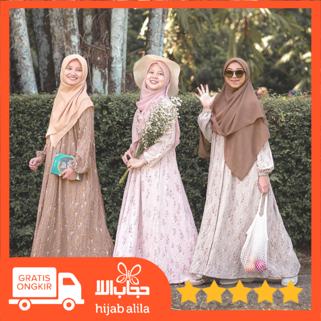 GAMIS MORISA MOTIF CRINKLE HIJAB ALILA