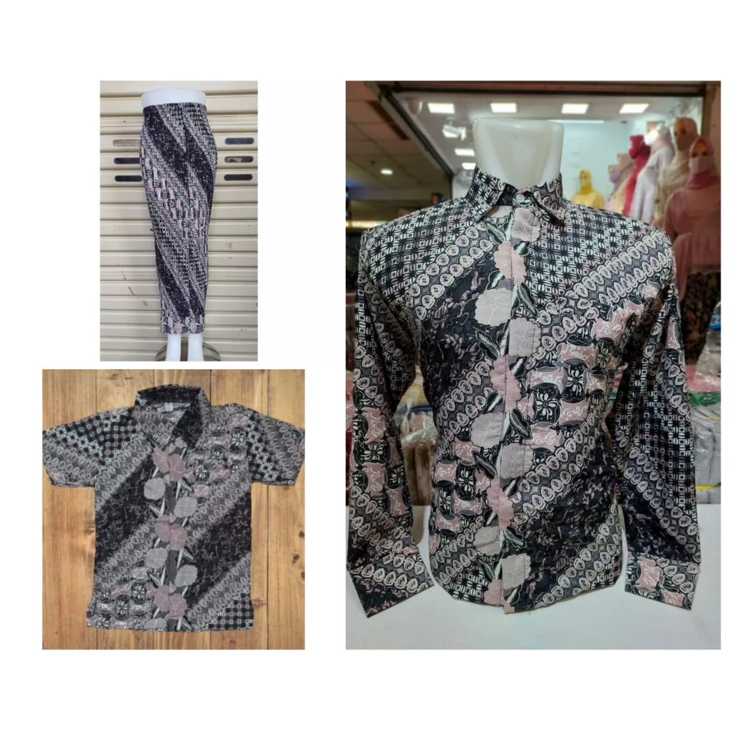 (COD) Batik Couple Ayah Ibu & Anak - Motif Asoka Lilac