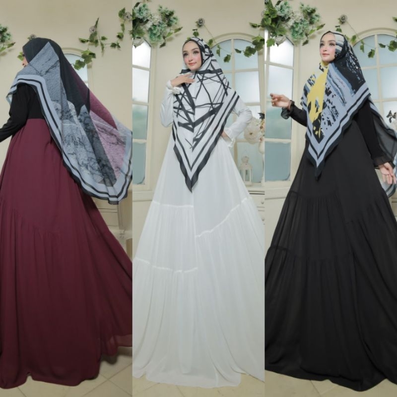 Haliza Syari Basic Hitam, BW, Burgundy