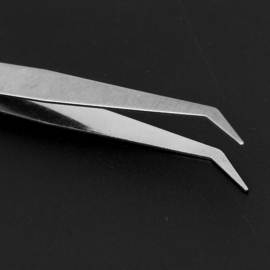 Pinset Stainless 9 cm Kepala Lengkung Alat Penjepit Benda Kecil Halus Pencapit Kecil Besi Higienis M