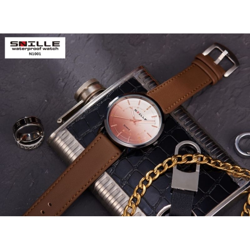 Jam Tangan Pria Kulit Terlaris/Jam Tangan Original SNELLIE Termurah