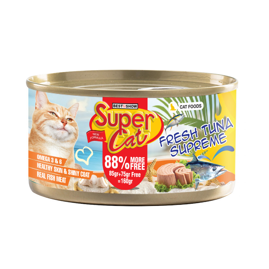 MAKAKAN BASAH KALENG KUCING DEWASA PREMIUM SUPERCAT 160 GR DENGAN PEMBUKA KALENG