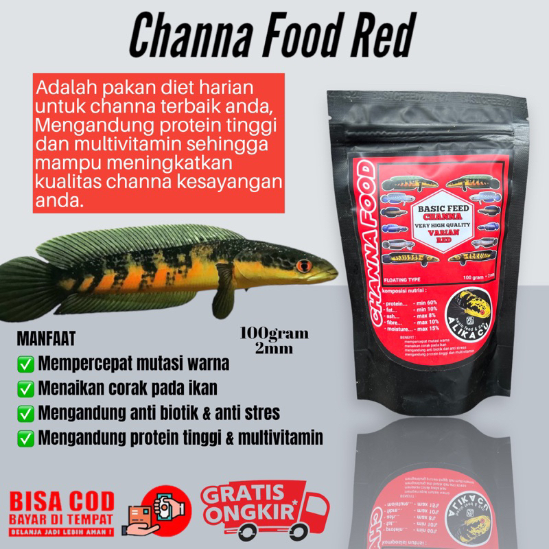 channa food red 100gr | pelet ikan channa red sampit red barito red sentarum | makanan ikan mutasi w