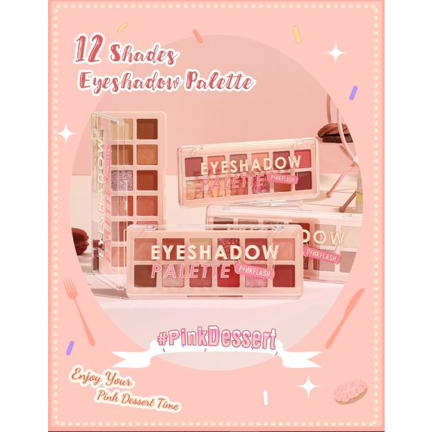 PINKFLASH Eyeshadow Palette Pink Dessert 12 shades High Pigment Long-lasting Soft-smooth