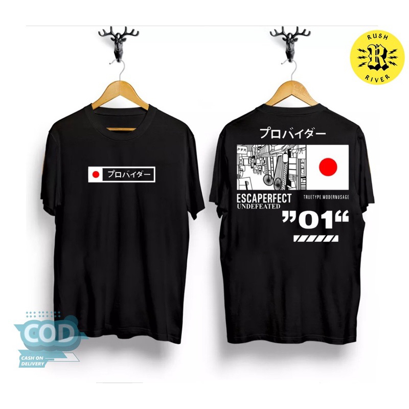 kaos oblong japan escaperfect distro HITAM SIZE L MURAH (READY)