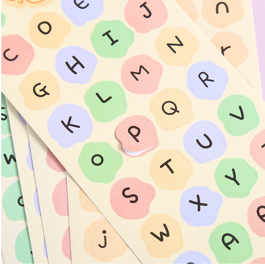 【GOGOMART】Label Sticker Deco DIY Planner BUJO Stiker Aesthetic 1 Lembar - HURUF ALPHABET