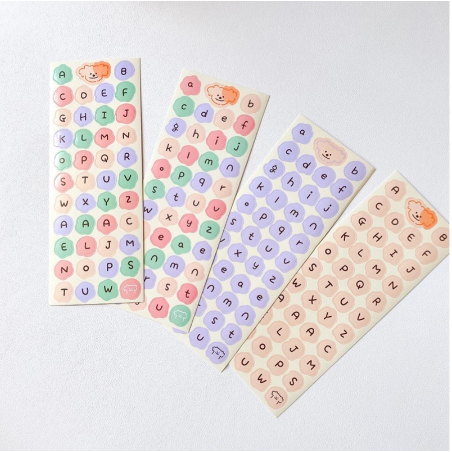 【GOGOMART】Label Sticker Deco DIY Planner BUJO Stiker Aesthetic 1 Lembar - HURUF ALPHABET