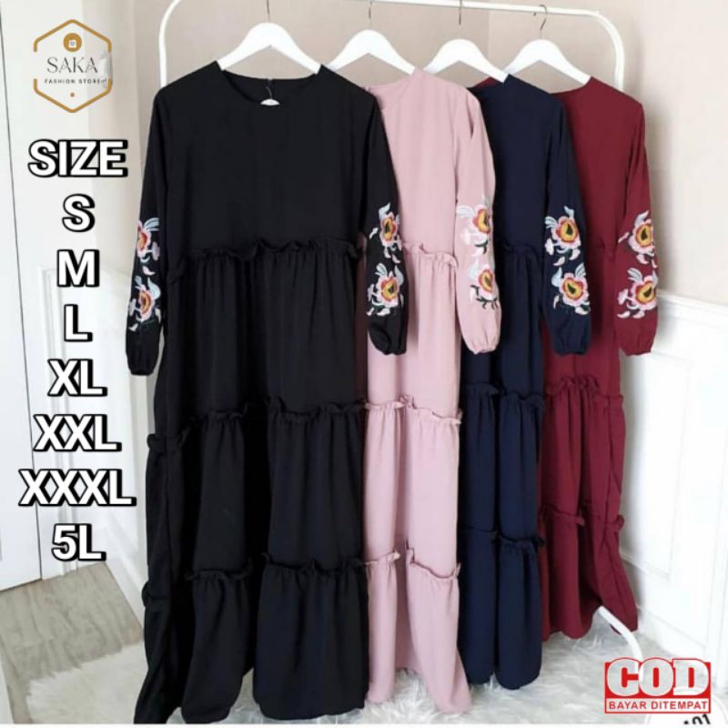 SAFIRA BAJU MUSLIM DRESS GAMIS PAKAIAN TERBARU 2024 LEBARAN WANITA CEWEK REMAJA MUSLIM POLOS SIMPEL 