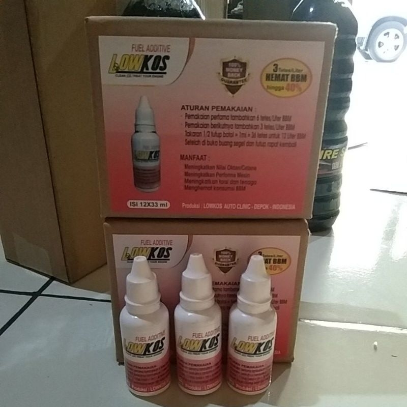 LOWKOS - 1 Dus (12 Botol) FUEL ADDITIVE 33 ml Penghemat BBM terbaik