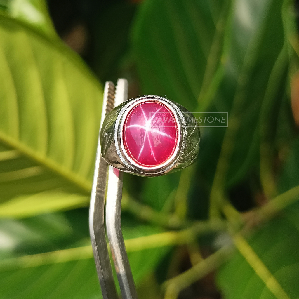 Cincin Batu Permata RUBY STAR - ASLI amerikan star