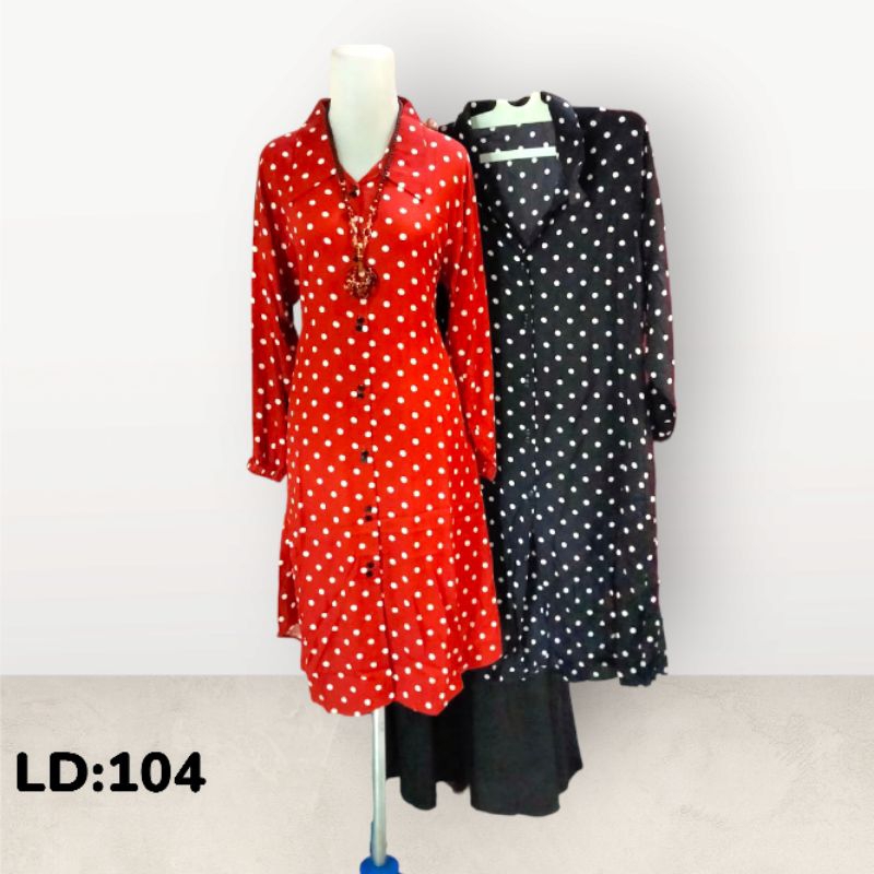 Tunik polkadot merah hitam