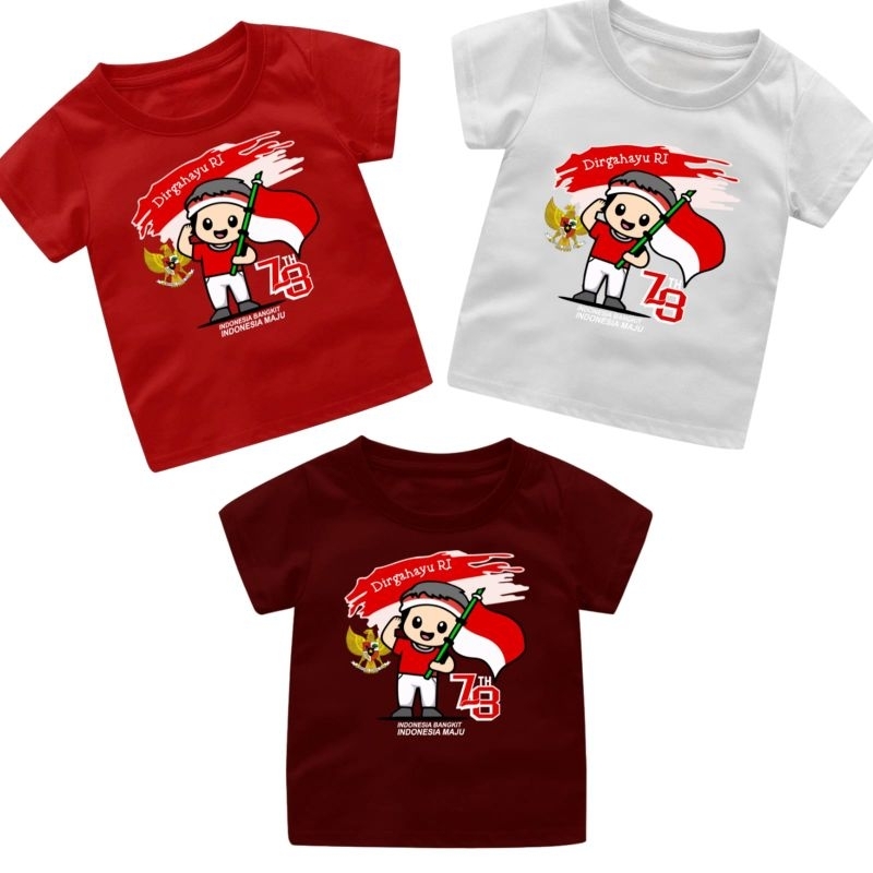 Baju Kaos Anak Distro Edisi Kemerdekaan (1) Usia 1-13Tahun Remaja Dan dewasa
