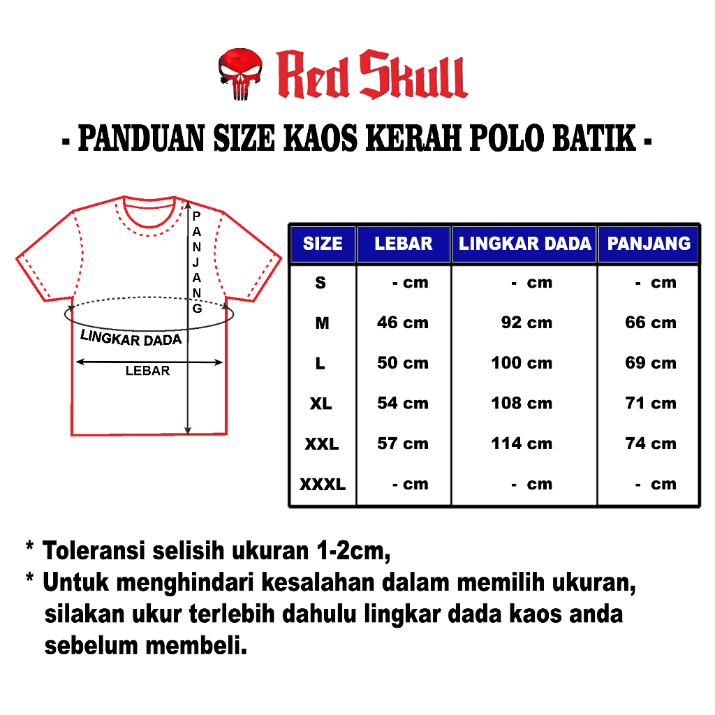 RED SKULL Kaos Kerah Polo Batik Solo Batik Bawah Ada Saku