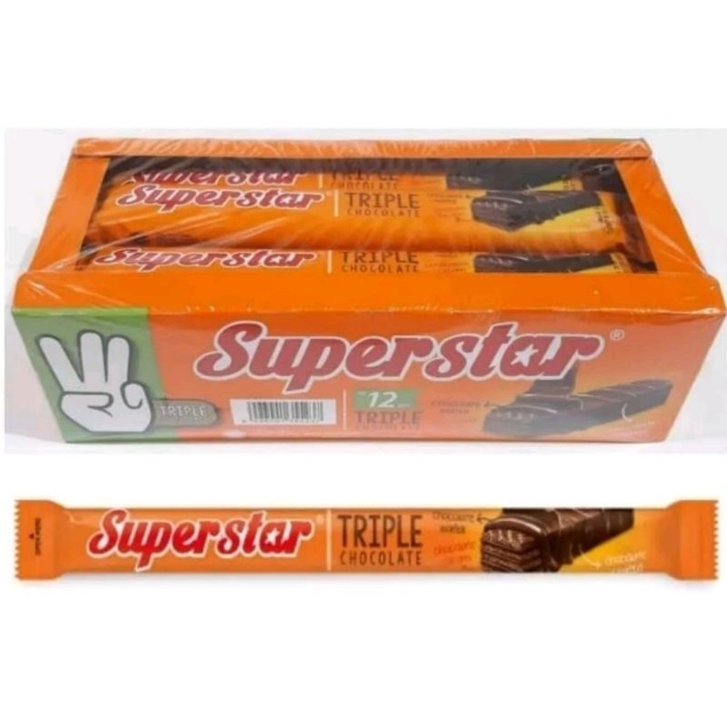 

1 BOX/12 PCS SUPERSTAR TRIPLE CHOCOLATE WAFER 18 GRAM TStore