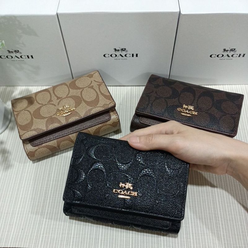 Dompet wanita Coach signature print flower with box + dustbag