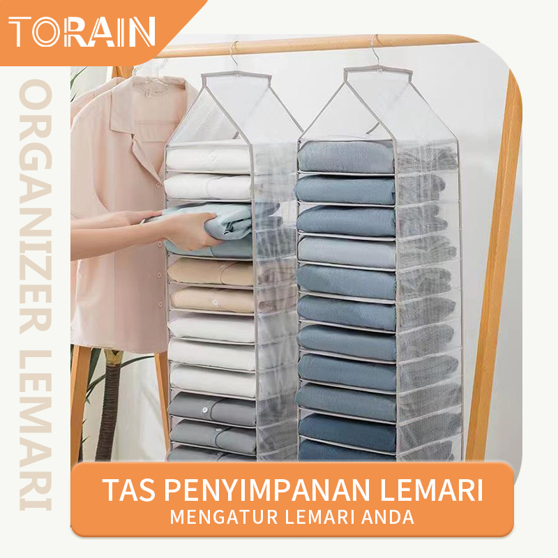 TORAIN Lemari Pakaian Penyimpanan Tas Gantung Hanger baju 6/9/12L Organizer Baju