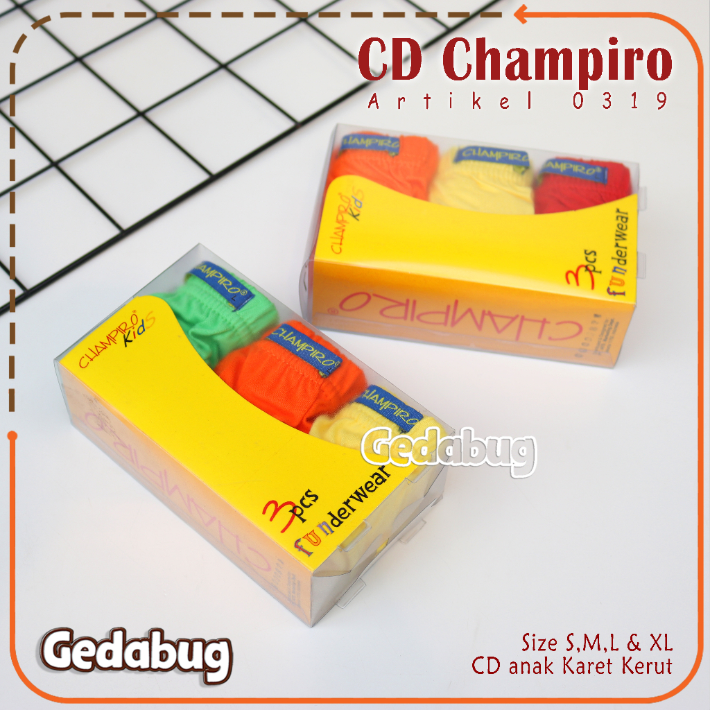 3 Pcs - CD anak CHAMPIRO KIDS 0319 Celana Dalam Anak Ukuran S-XL | Gedabug