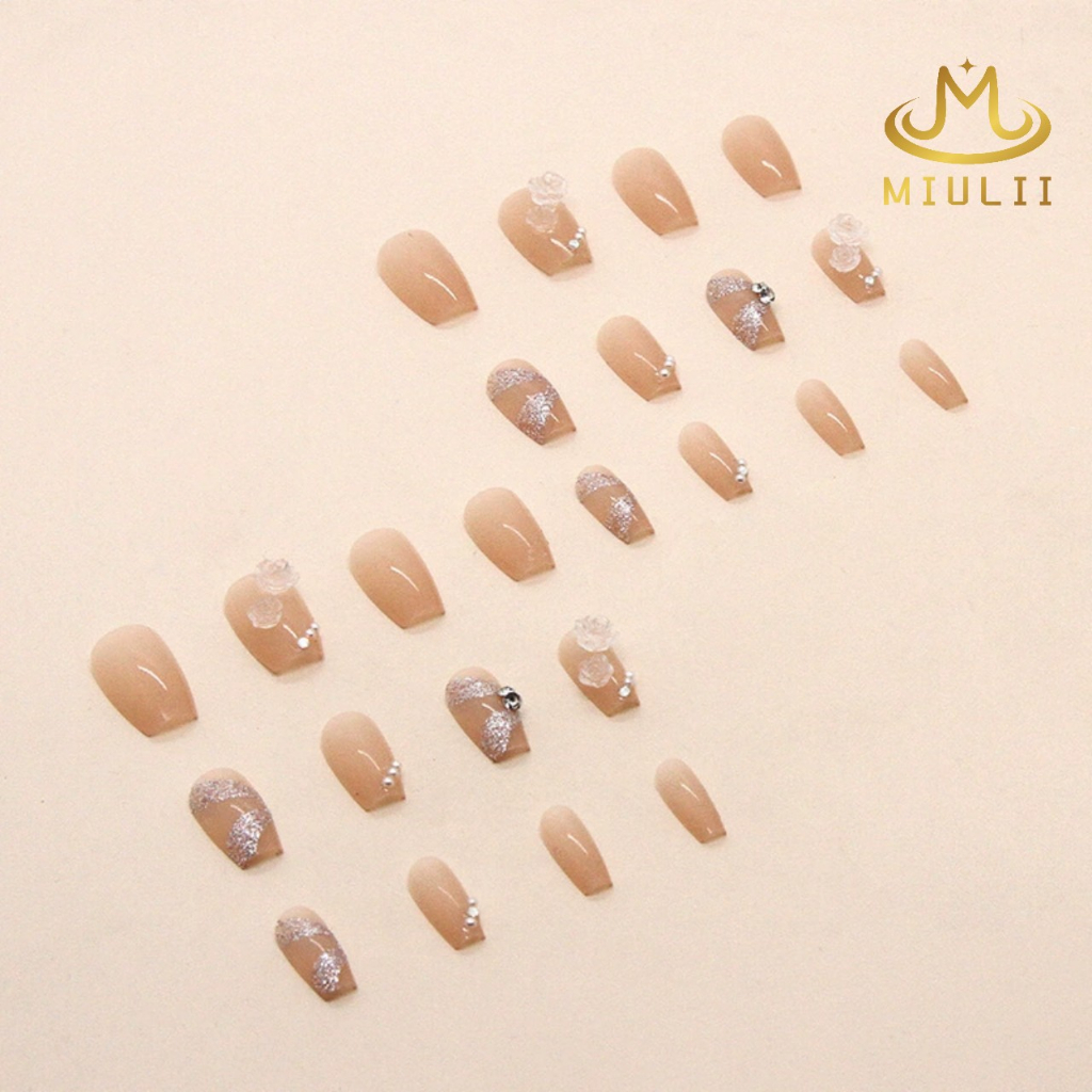 MIULII / KUKU PALSU A0747  / 24PCS / 3D / NAIL ART / PREMIUM / CUTE / FREE LEM JELLY / KUTEK