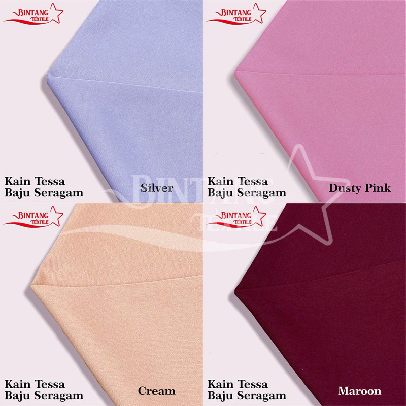 Kain Bahan Polos Tessa/Tesa Febiola Seragam Sekolah High Premium Quality - Harga Persetengah meter (