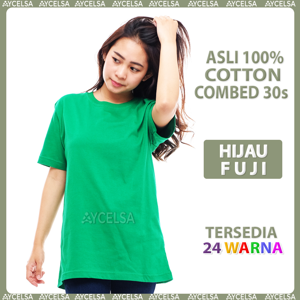 Kaos Polos Wanita Lengan Pendek Hijau Fuji / Atasan Wanita Lengan Pendek Hijau Daun