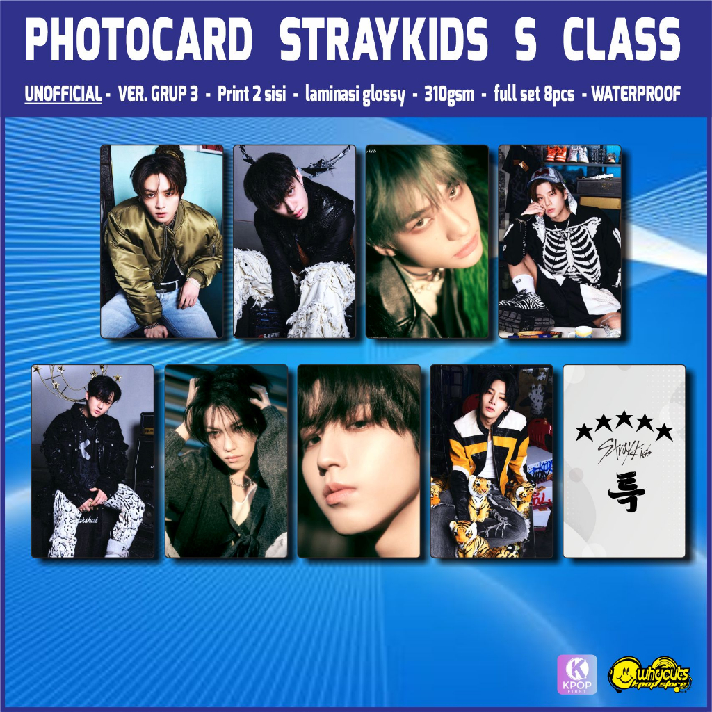 Unofficial Photocard Premium STRAYKIDS S CLASS / print 2 sisi / laminasi glossy / anti air / isi full set sesuai gambar