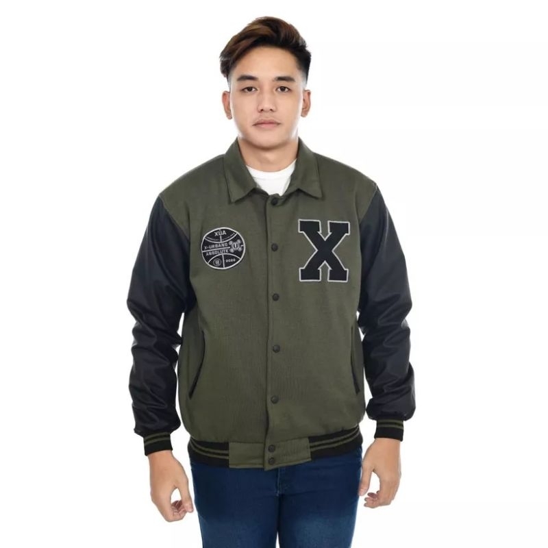 X Urban Absolute Jaket Varsity Musim Dingin Tebal Kancing Pria Wanita