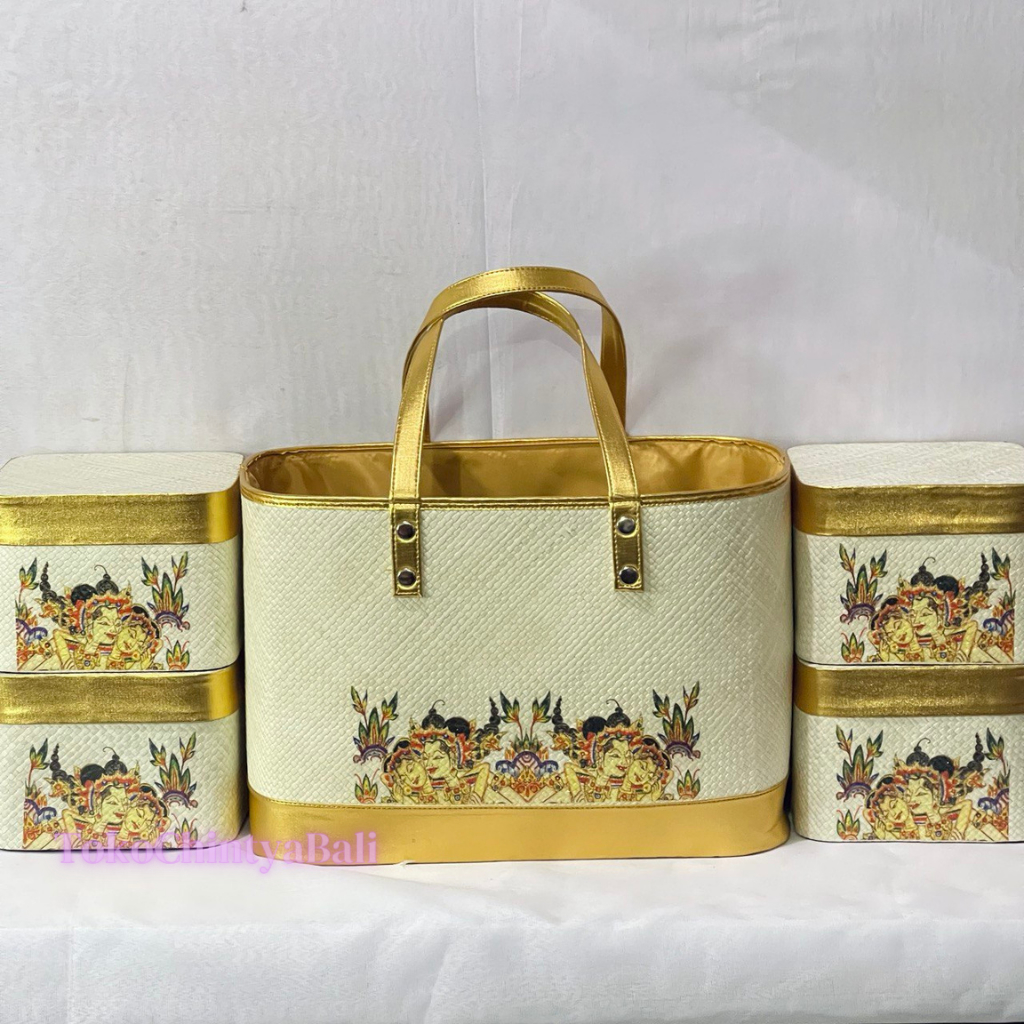 Tas Pandan Set 4 Ukuran Anak Keben 20cm x 20cm