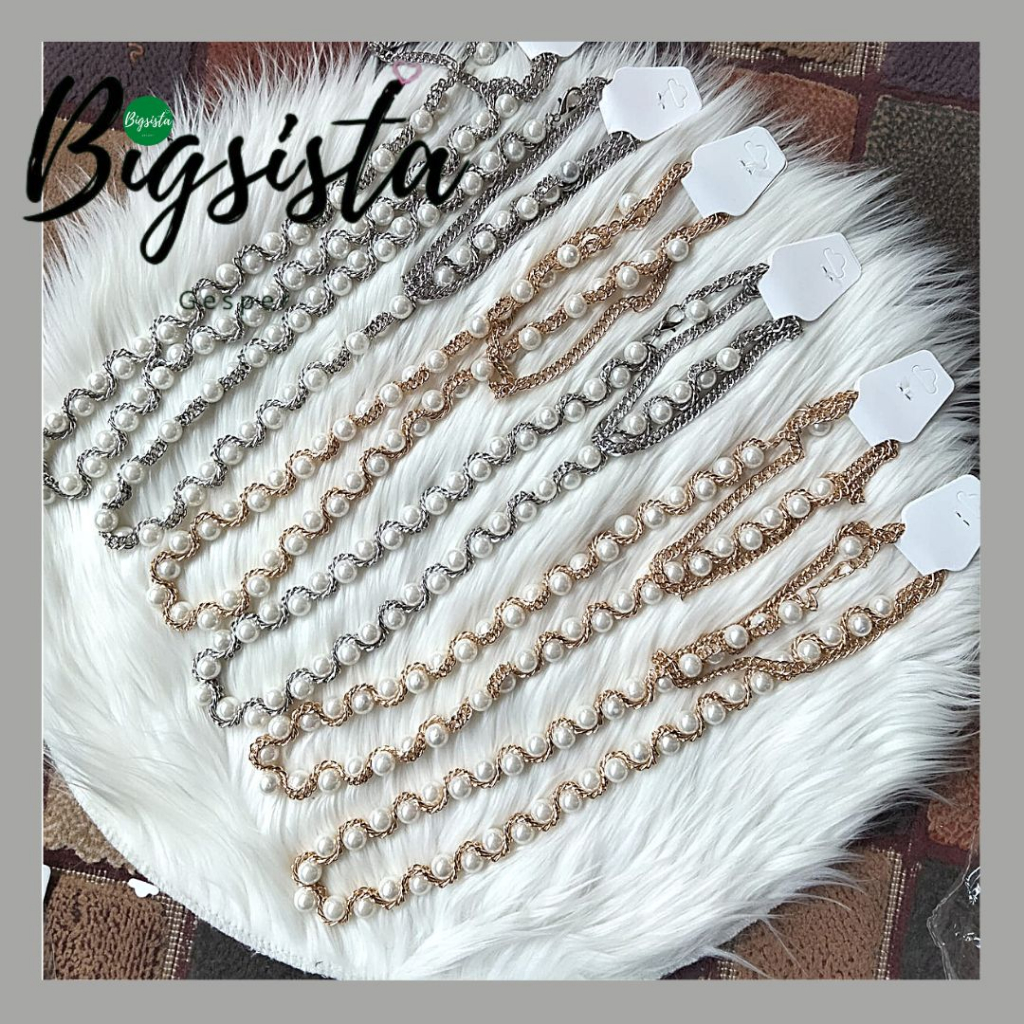 Belt Mutiara Fashion Korea Model Bulat Gesper Rantai Ikat Pinggang Wanita