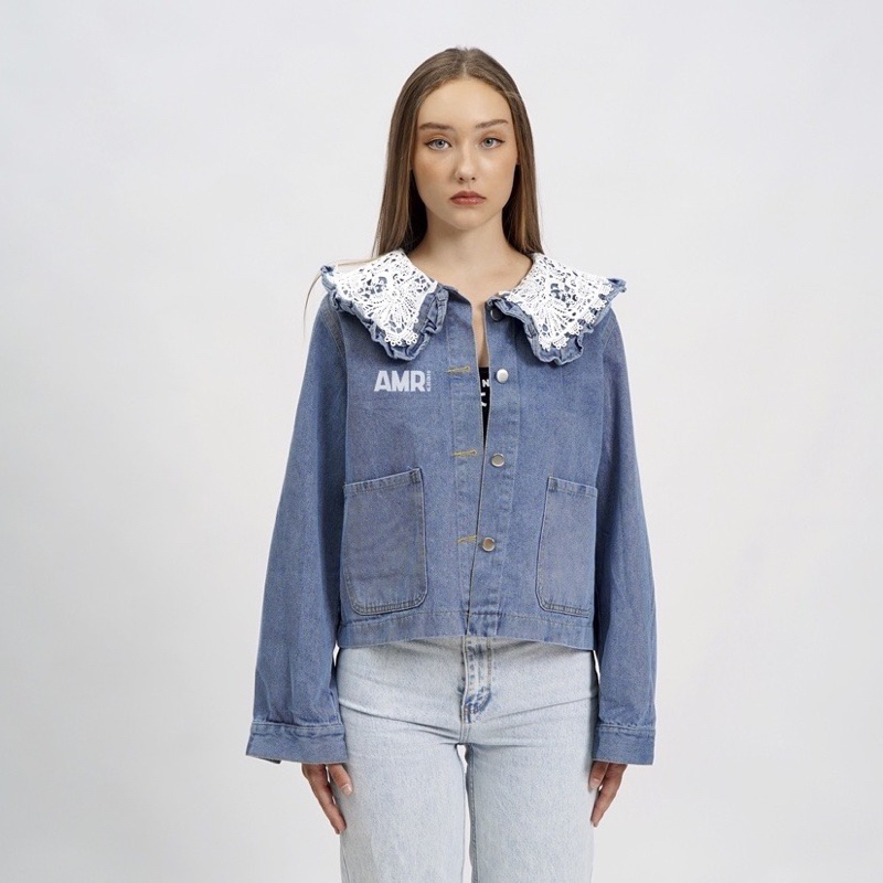 PRELOVED JAKET JEANS WANITA MERK AMR ORIGINAL