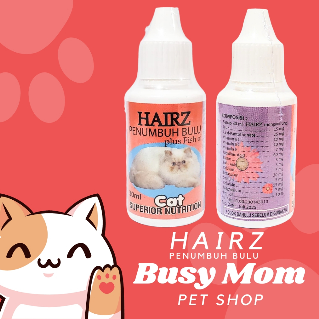 Nutri Cat | Hairz | MAX FELLBIO Drop 30ml Vitamin Penumbuh Bulu Kucing Cat Kitten 30 m Obat Nutricat