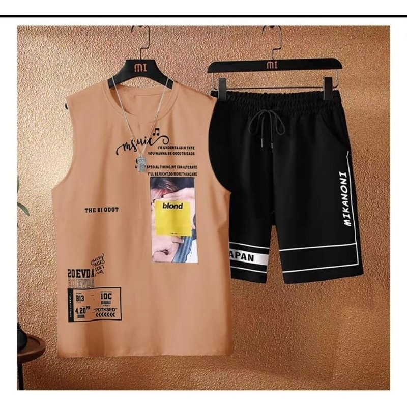 STELAN ( ODOT ) STELAN PRIA DEWASA 1 SET BAJU KAOS SINGLET + CELANA PENDEK MODEL TERBARU