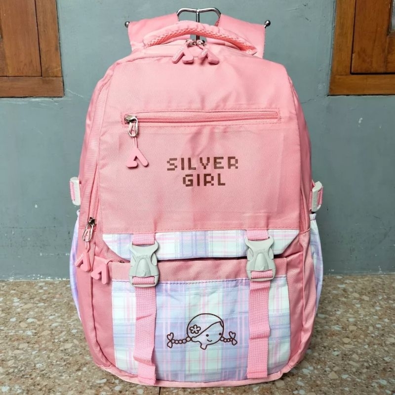 Tas ransel sekolah silver girl alto import anak sekolah perempuan