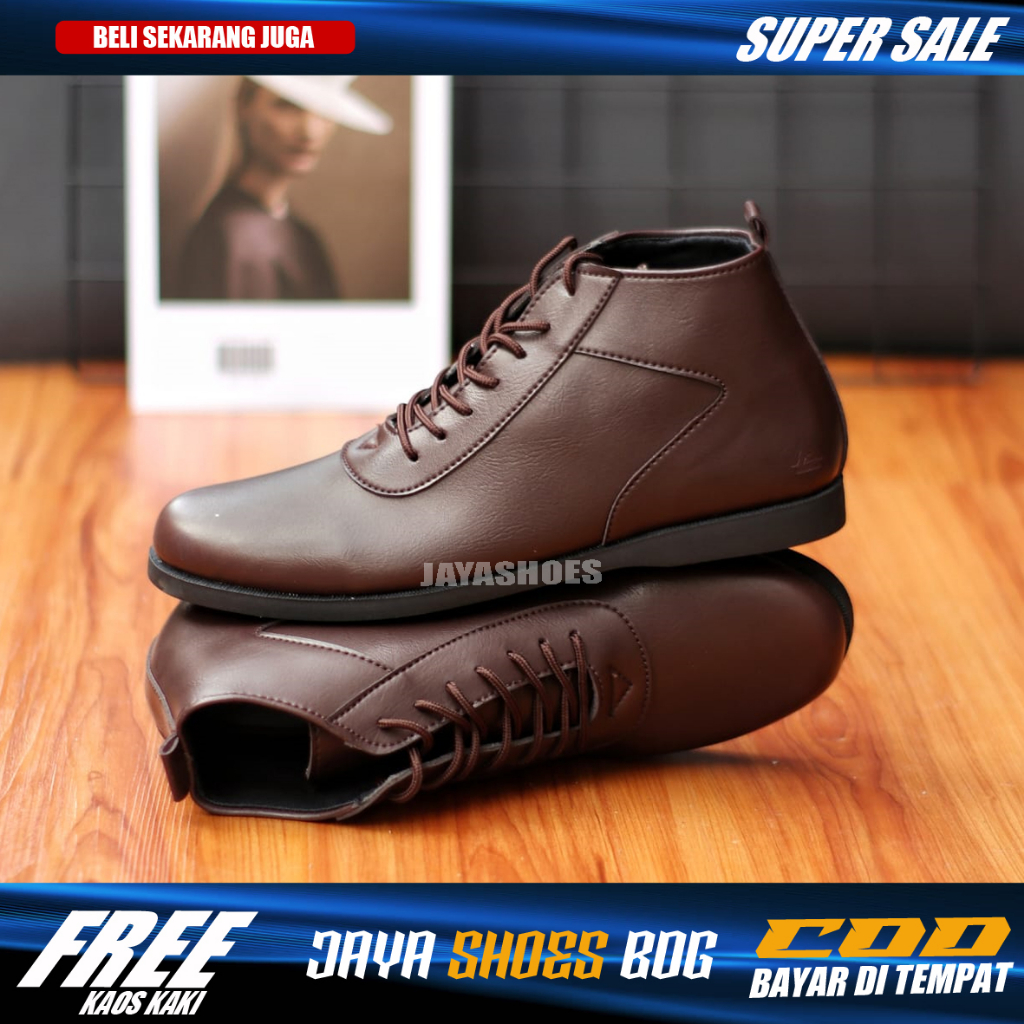 XERXES Sepatu Boots Pria Casual Original Pantofel Hitam Kerja Kantoran Simple