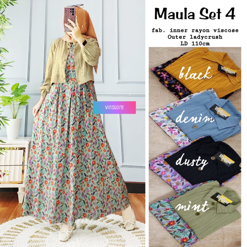 MAULA SET #4 // SETELAN GAMIS MAXY WANITA // ORI BY VINSTORE