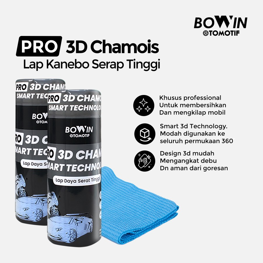 BOWIN Lap Chamois Kanebo (3D Smart Technology) - Lap Daya Serap Tinggi
