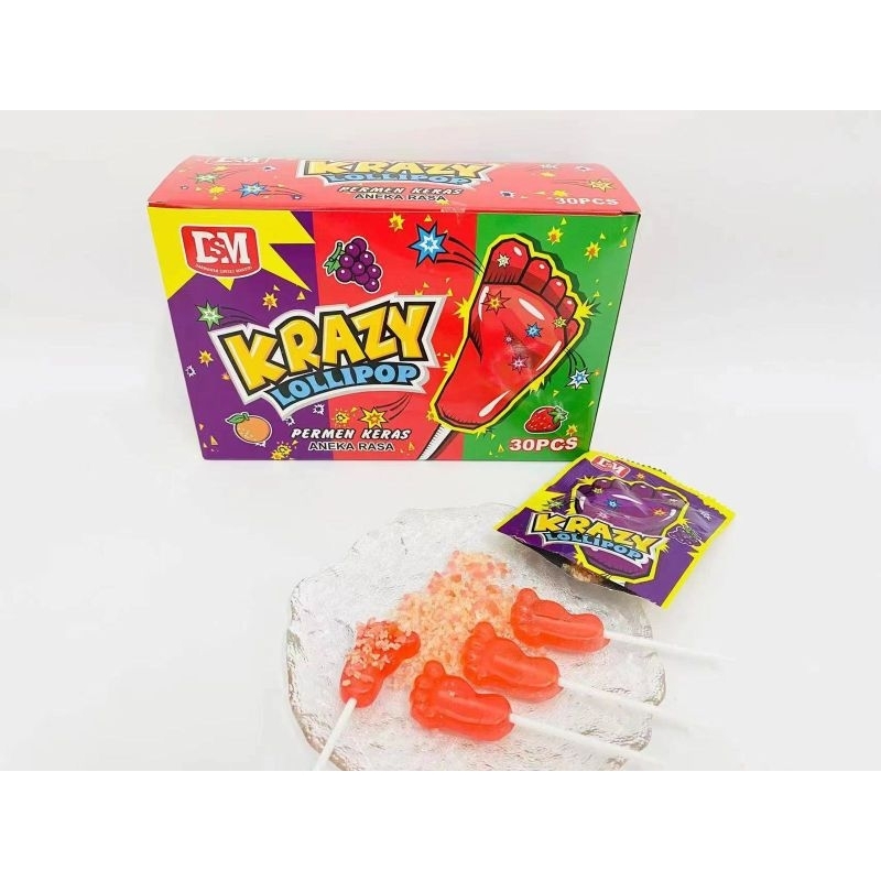 

Permen Cemilan Snack Lolipop Lollipop Loli Kaki Hot Hot Pop Krazy Crazy Jumping Candy (isi 30 pcs)