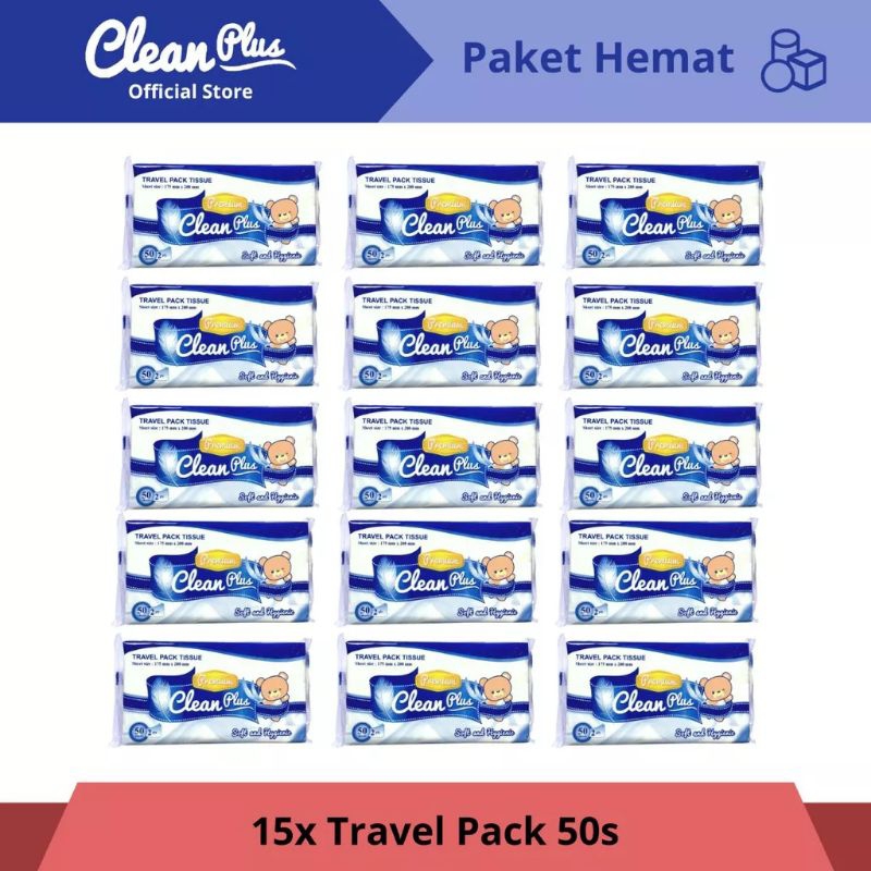 tissue cleanplus travel pack 50 sheet paket 15 pcs