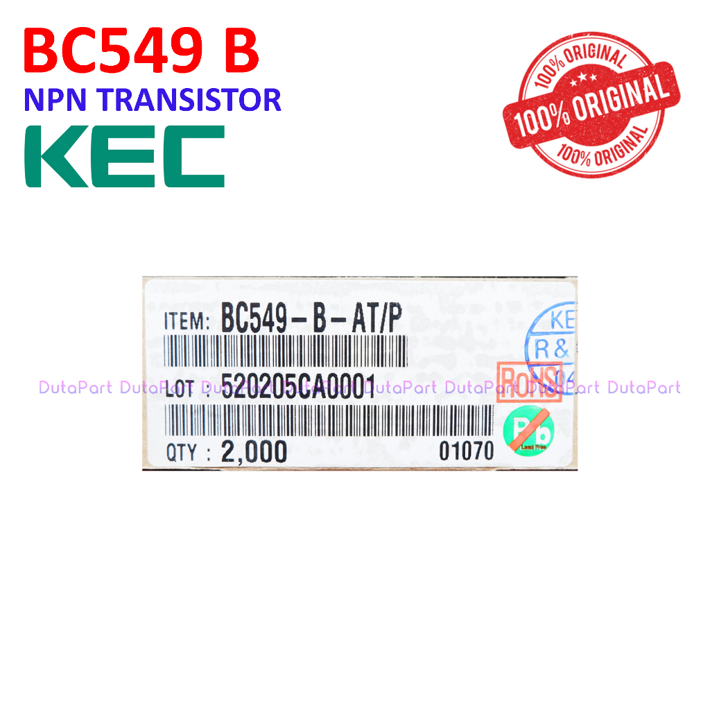 BC549B BC549 ORIGINAL KEC KOREA NPN Transistor BC 549 B TO-92