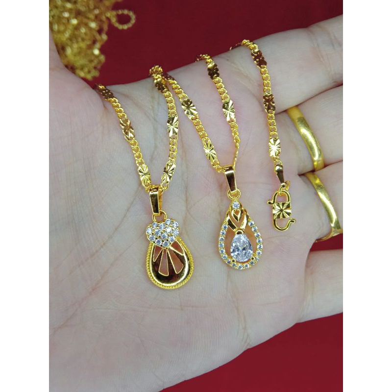 kalung rantai tempe zicron lapis emas 24k