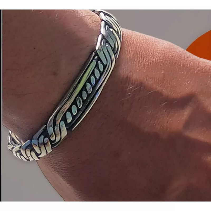 Gelang anyaman papua baja putih original