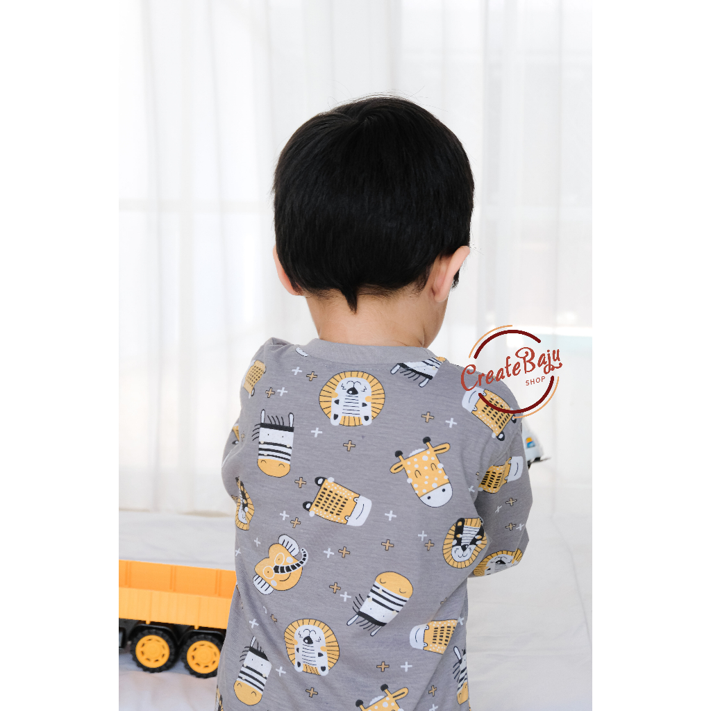 PIYAMA KAOS ANAK LAKI 1-7 TAHUN LION HEAD BAJU TIDUR ANAK LENGAN PANJANG TERMURAH