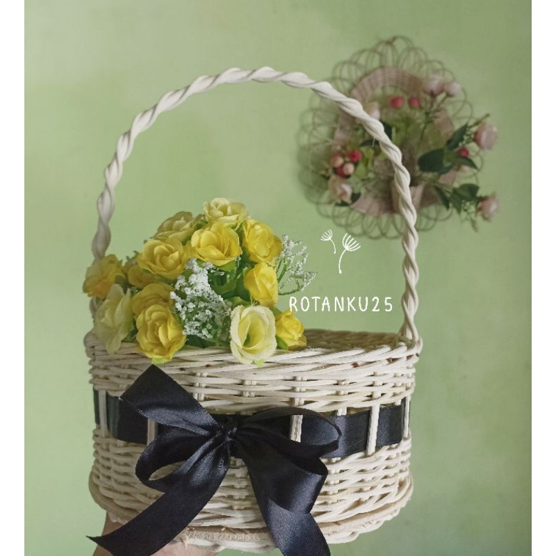 keranjang bulat pita rotan /keranjang rotan