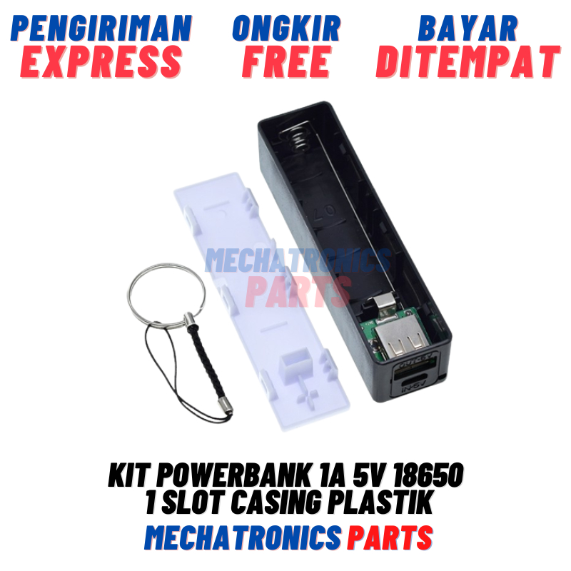 Kit Powerbank 1A 5V 18650 1 Slot Casing Plastik