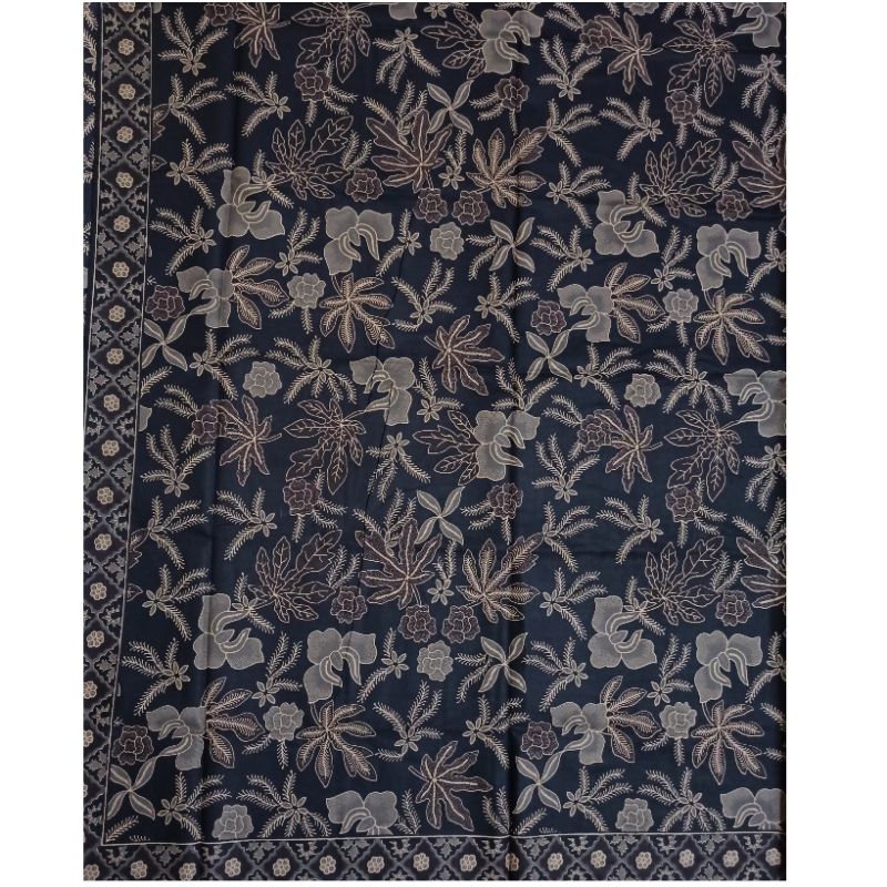 Kain Batik Premium Elegan motif Daun Pepaya dan Bunga Mawar