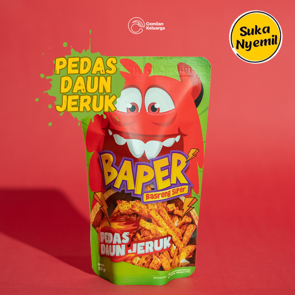 

SUKA NYEMIL - Baper Basreng Super Pedas Daun Jeruk (50 gram) Jajanan Viral Renyah Gurih Cemilan Kekinian Snack Keluarga Indonesia